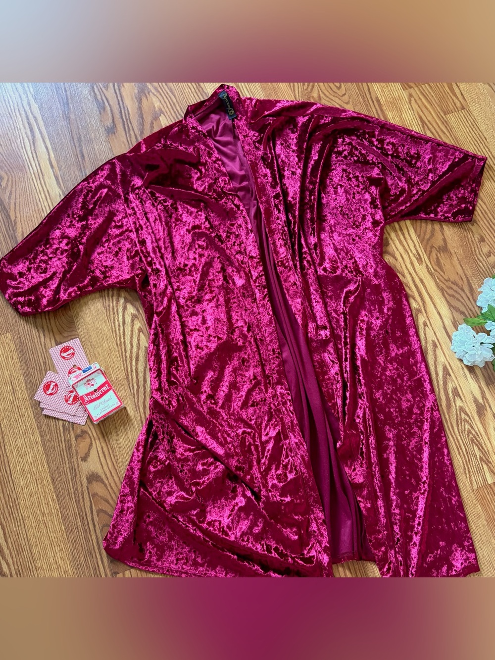 Red Velvet Duster Jacket